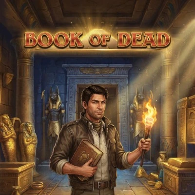 Book of Dead slot game artwork featured on New Vegas Casino for United Kingdom players